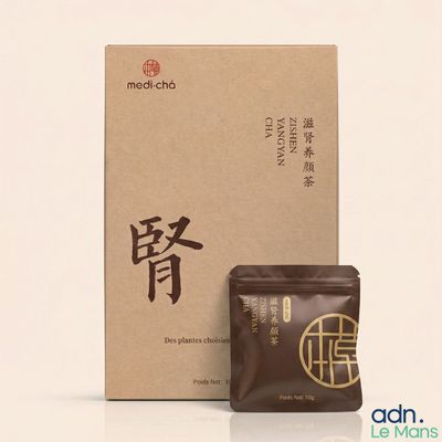 conception d'un emballage pour un sachet de thé comportant des caractères chinois