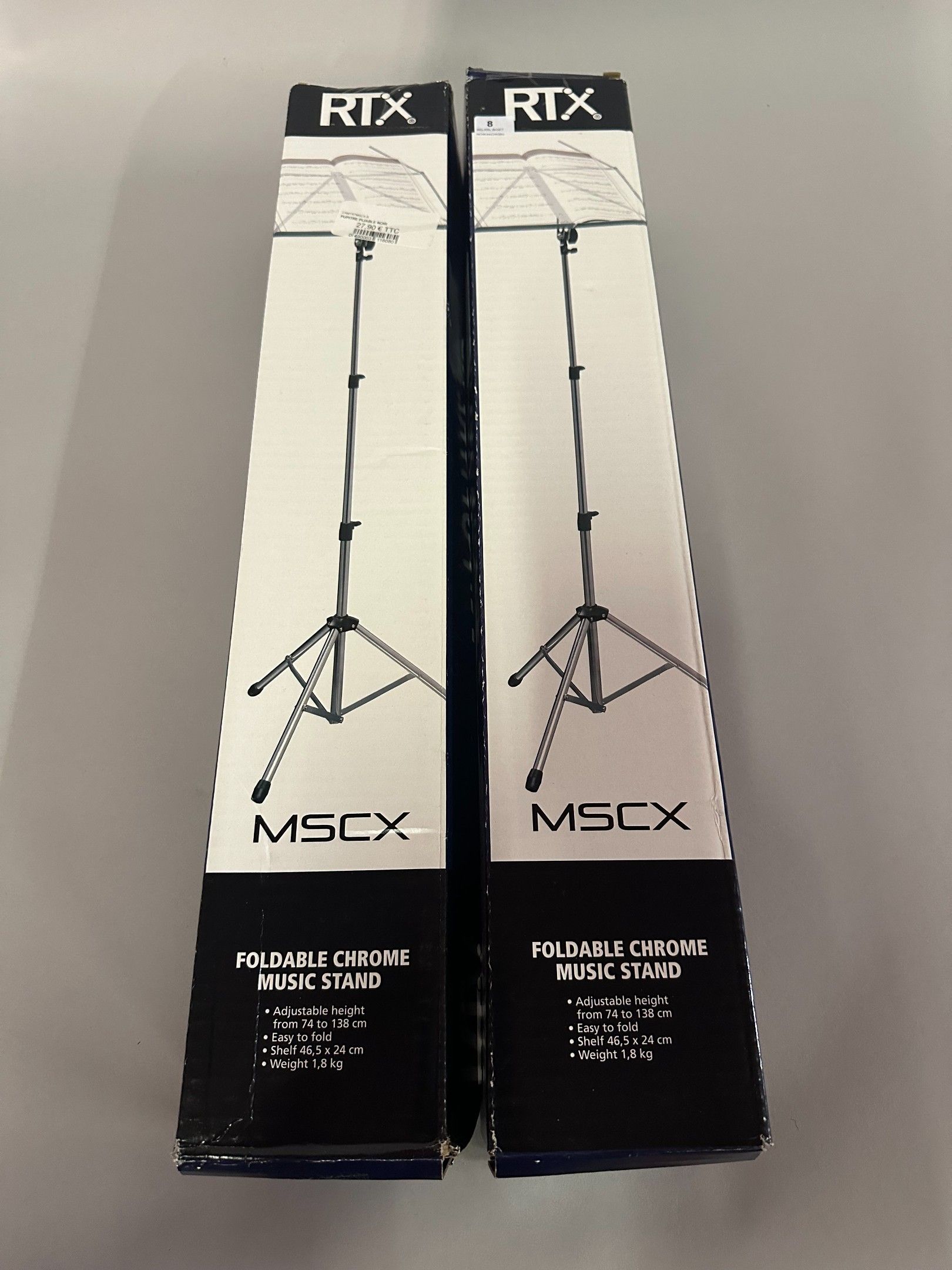 Deux pupitres lyres pliable chromé RTX MSCX.