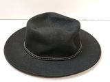 a black hat with a braid around the brim