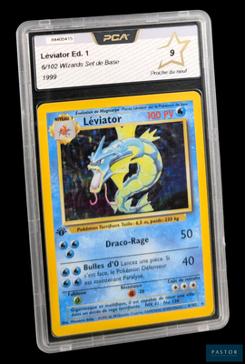gros plan d'une carte pokemon dans un étui en plastique