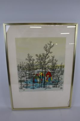 an image of a picture of a picture of a house in the snow