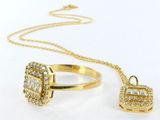 two pieces of jewelry including a necklace, ring, and pendant