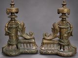 pair of antique brass candlesticks with ornate decoration