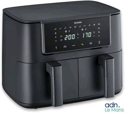 an image of a black air fryer sitting on top of a counter