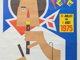 une affiche représentant un homme tenant un couteau dans la main droite