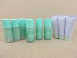several different types of skin care products are lined up on a table