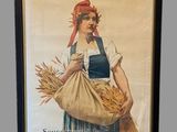 tableau représentant une femme tenant un épi de blé dans la main