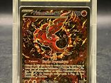 a close up of a pokemon card in a plastic case