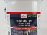 a white paint can with a red stripe on the side of it