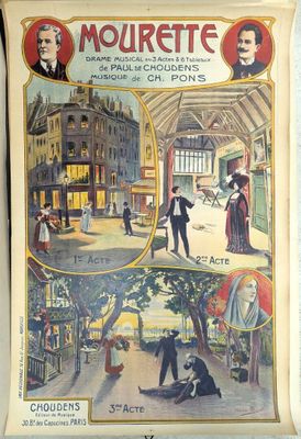 la couverture d'un ancien magazine français représentant une scène de rue avec des personnages et des bâtiments