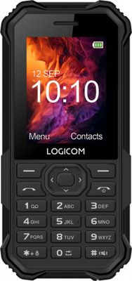 Le téléphone portable noir est posé sur une surface blanche.