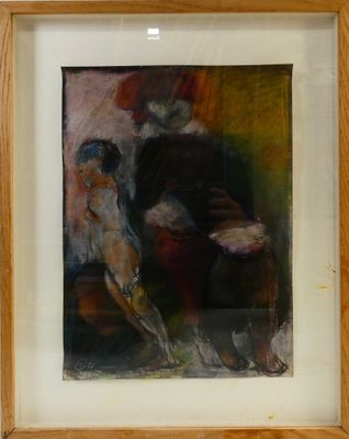 painting of a woman sitting in a chair in a room