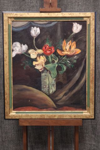 Charles KVAPIL (1884-1958) « Nature morte aux bouquets ». Huile s...
