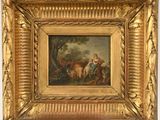 un tableau représentant un homme à cheval et une femme à cheval