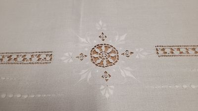 une image montrant un gros plan d'une nappe ornée d'un motif