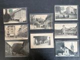 plusieurs vieilles photographies en noir et blanc représentant des bâtiments et une calèche