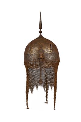une image représentant un casque posé sur un support, sur fond blanc