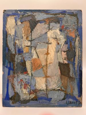 une image représentant un tableau où figurent un homme et une femme sur un fond bleu