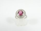 a pink tourmaline and diamond ring set in white gold