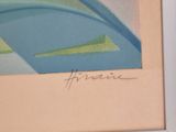 an image of a painting of a blue and green wave in a white frame