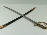 pair of two swords on a white surface with a pair of scissors in the foreground
