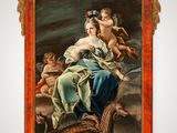 an image of a painting of a woman sitting on a dragon