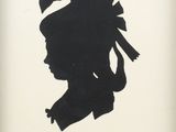 silhouette of a woman in a hat with a backpack on her back
