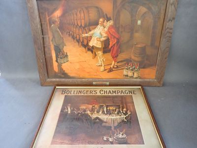 Lot de 2 encadrements publicitaires champagne Bollinger et c…