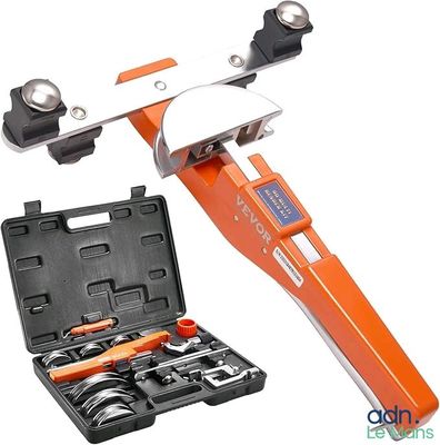 an orange and white pipe cutter and wren set in a black case