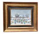 painting of a group of people playing in a snow covered field