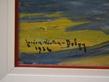 a painting of a flock of birds in a field