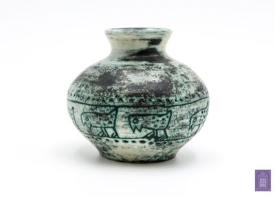 Jacques BLIN (1920-1995) Petit vase boule en céramique incis… - Photo 1