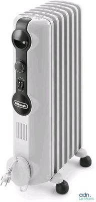 an image of a white electric radiator sitting on top of a white table