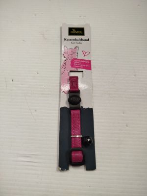 a pink dog collar with a black buckle on it