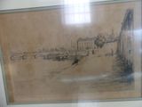a picture of a drawing of a boat on the water