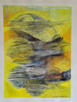 Françoise LEGENDRE Composition en jaune Pastel signé en bas …