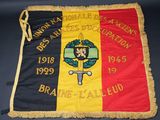 an image of a flag with a coat of arms and a cross on it