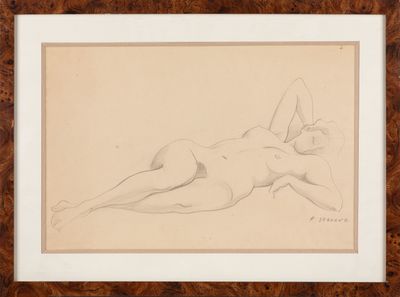un dessin représentant une femme nue allongée sur le ventre