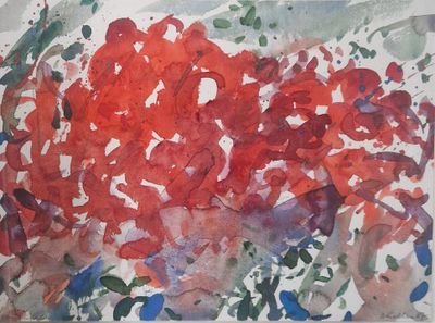 KOLLER Oskar, 1925-2004, Blumenfeld, 1987, aquarelle, signée…