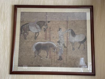 a picture of a picture of a horse and a man