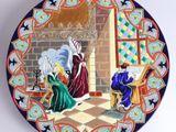une assiette décorative représentant un homme et une femme