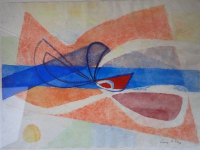 YVES ALIX composition aquarelle SBD, dim 23x34 cm