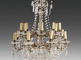 a large crystal and brass chandelier