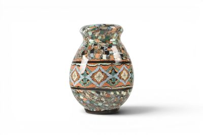 an image of a vase with a pattern on it on a white surface
