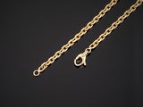 a gold chain with a clasp on a black background