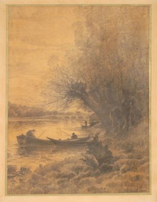 une image d'une peinture représentant un bateau dans l'eau