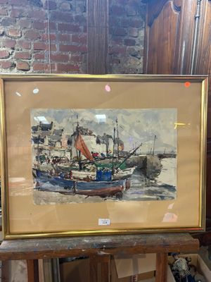 a picture of a painting on a easel in a room
