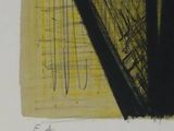 an image of a black and yellow drawing of a harp