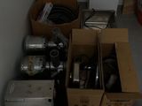 many boxes that are sitting on the floor in the room