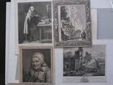 many pictures of a woman sitting at a table in front of a book